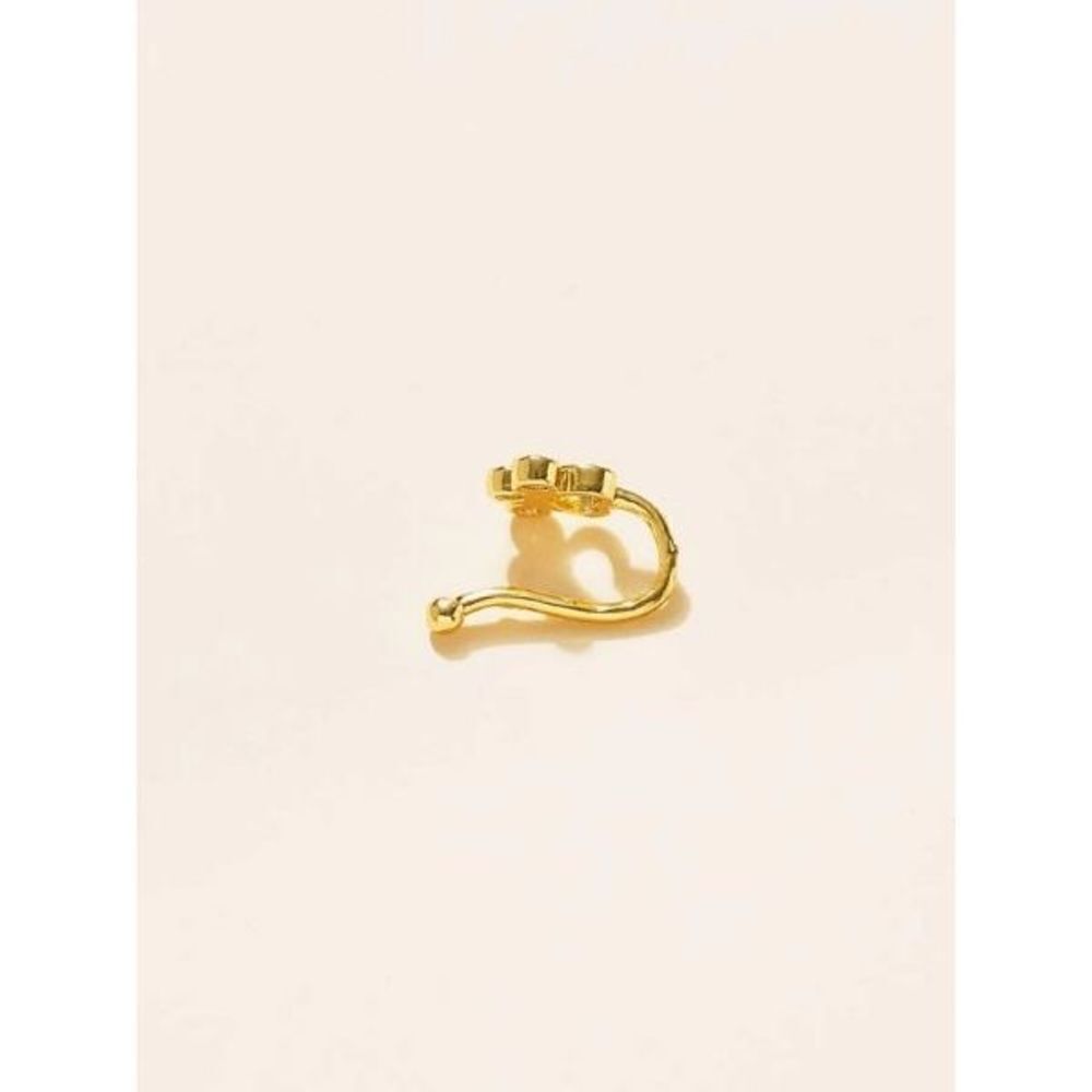 GOLD DIAMOND PAW PRINT NOSE RING CUFF - Picture 3 of 4